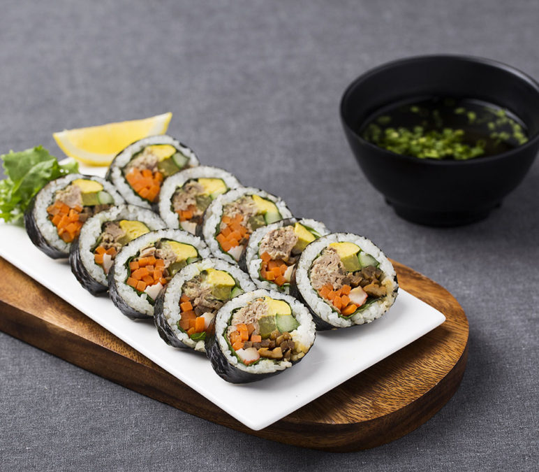 Tasty Japanese Egg Sushi with Miso Soup